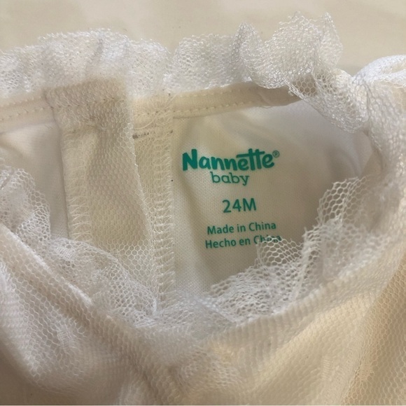 Nanette Baby® Girl Leopard Trim Short Puff Sleeve Mesh Knit Rosette Dress Sz 24M - Picture 5 of 11